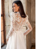 Beaded Ivory Lace Organza Slit Dreamy Wedding Dress Beaded Ivory Lace Organza Slit Dreamy Wedding Dress
